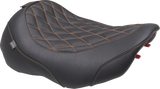 MUSTANG Wide Tripper* Seat - Solo - Dark Brown/Mandarin Orange Stitching - FLT/FLH '23-'25 89503MO