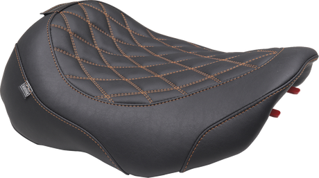 MUSTANG Wide Tripper* Seat - Solo - Dark Brown/Mandarin Orange Stitching - FLT/FLH '23-'25 89503MO