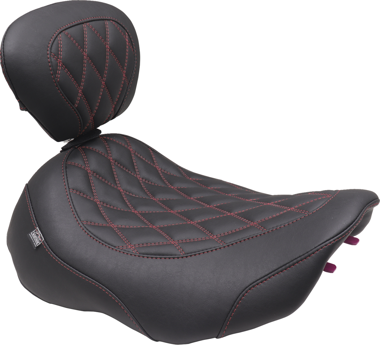 MUSTANG Wide Tripper* Seat - Solo - Dark Brown/Dark Cherry Stitching - FLT/FLH '23-'25 89503DC