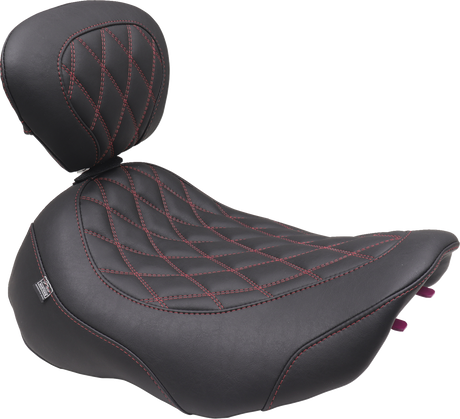 MUSTANG Wide Tripper* Seat - Solo - Dark Brown/Dark Cherry Stitching - FLT/FLH '23-'25 89503DC