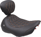 MUSTANG Wide Tripper* Seat - Solo - Dark Brown/Mandarin Orange Stitching - FLT/FLH '23-'25 89503MO