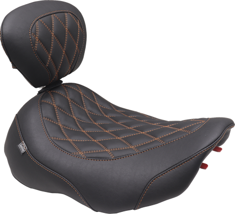 MUSTANG Wide Tripper* Seat - Solo - Dark Brown/Mandarin Orange Stitching - FLT/FLH '23-'25 89503MO
