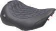 MUSTANG Wide Tripper* Seat - Solo - Dark Brown/Sky Blue Stitching - FLT/FLH '23-'25 89503SB