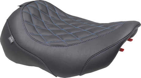 MUSTANG Wide Tripper* Seat - Solo - Dark Brown/Sky Blue Stitching - FLT/FLH '23-'25 89503SB