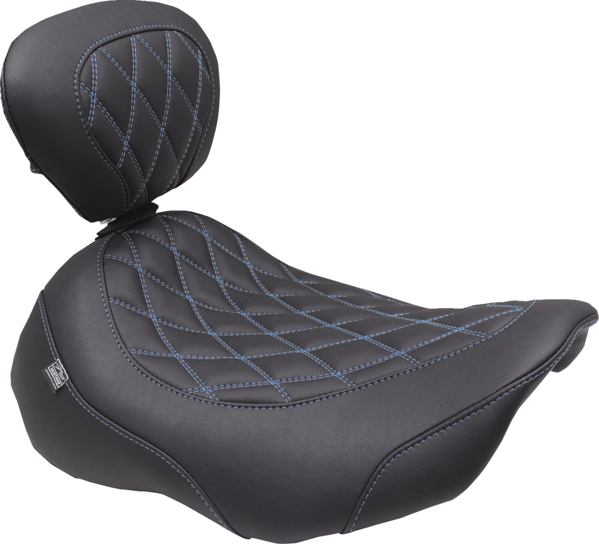 MUSTANG Wide Tripper* Seat - Solo - Dark Brown/Sky Blue Stitching - FLT/FLH '23-'25 89503SB