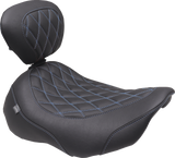 MUSTANG Wide Tripper* Seat - Solo - Dark Brown/Sky Blue Stitching - FLT/FLH '23-'25 89503SB