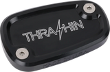 THRASHIN SUPPLY CO. Brake Reservoir Cap - Rear - Black - Twice Cut - '18+ Softail TSC-3177-4