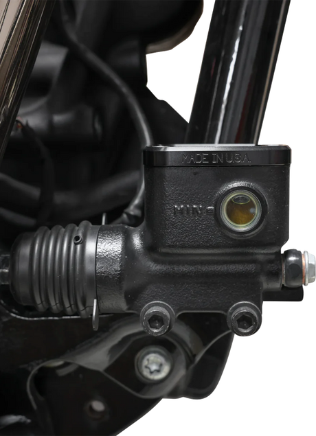 THRASHIN SUPPLY CO. Brake Reservoir Cap - Rear - Black - Twice Cut - '18+ Softail TSC-3177-4