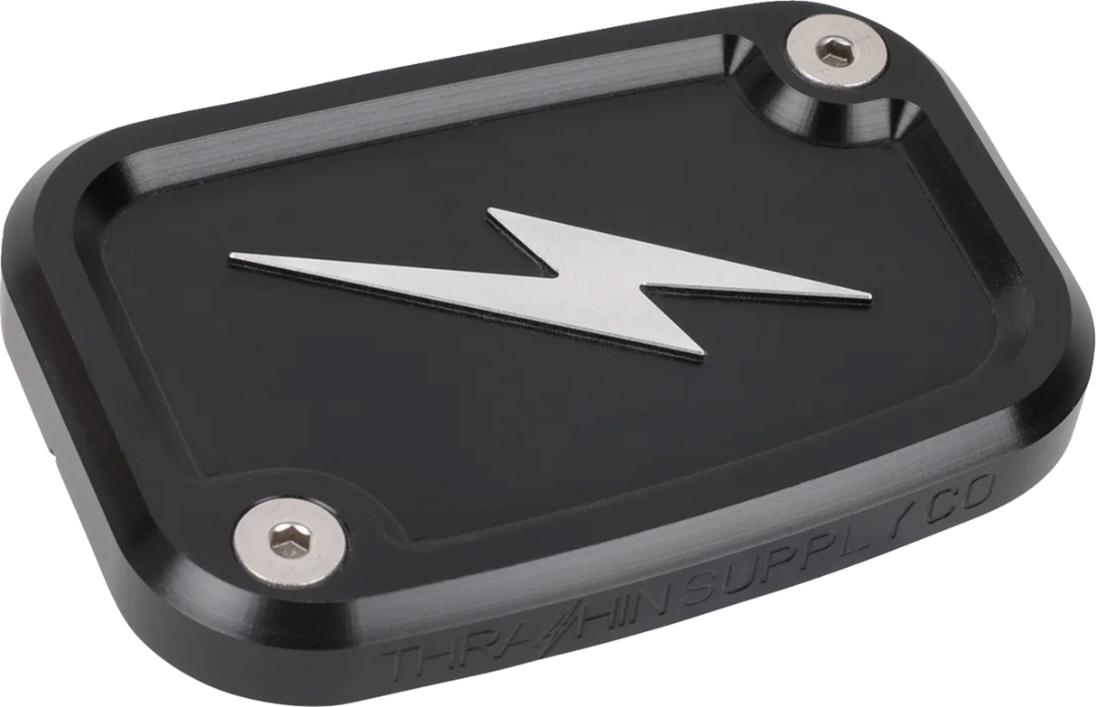 THRASHIN SUPPLY CO. Master Cylinder Cover - Brake - Front - Black/Twice-Cut TSC-3176-4