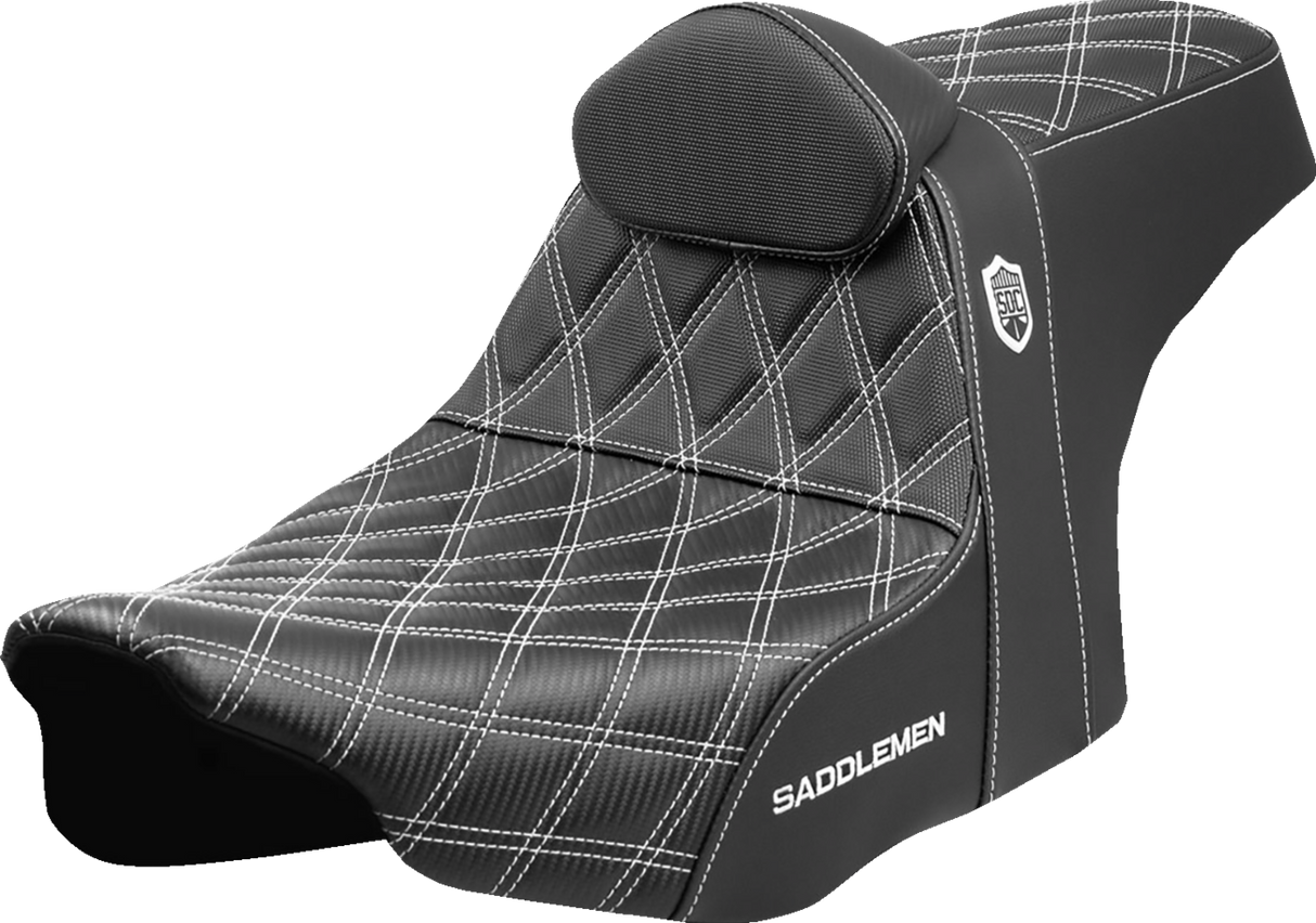 SADDLEMEN Pro Series SDC Performance Seat - White Stitching - w/ Backrest - FLT/FLH '23-'24 SC82307DB6