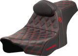 SADDLEMEN Pro Series SDC Performance Seat - Red Stitching - w/ Backrest - FLT/FLH '23-'24 SC82307DB4