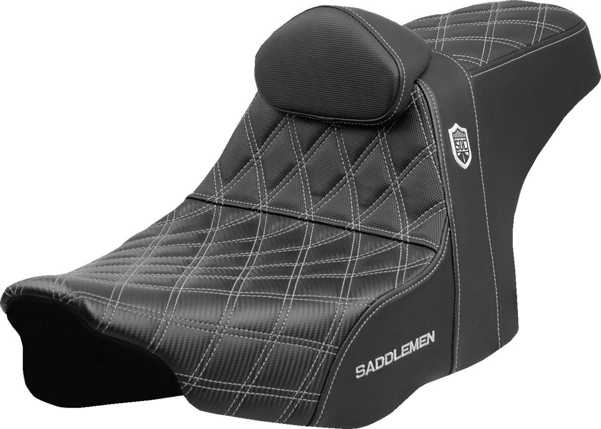 SADDLEMEN Pro Series SDC Performance Seat - Silver Stitching - w/ Backrest - FLT/FLH '23-'24 SC82307DB5