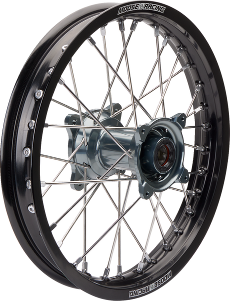 MOOSE OFFROAD Wheel Assembly - SX-1 - Complete - Front - Black Wheel/Gray Hub - 16x1.85 MR8X-16016-BKGY