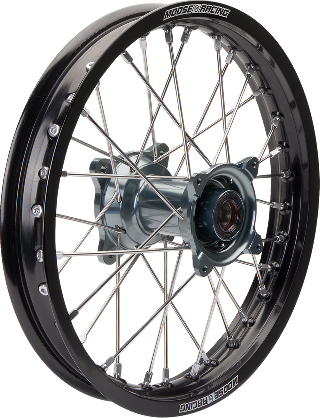 MOOSE OFFROAD Wheel Assembly - SX-1 - Complete - Front - Black Wheel/Gray Hub - 16x1.85 MR8X-16016-BKGY
