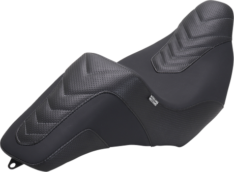 MUSTANG Signature Series Squareback™ Seat - Gripper Vinyl - Chevron - Gunmetal Stitch - FLH/FLT '23-'25 76324GM