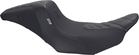 MUSTANG Signature Series Squareback™ Seat - Gripper Vinyl - Chevron - Gunmetal Stitch - FLH/FLT '23-'25 76324GM