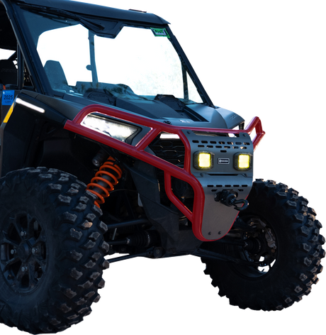 RAVEK Front Bumper/Skid Plate with Amber Lights - Red - RZR XP 1000 64-317RDLA