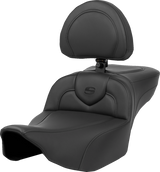 SADDLEMEN Heated RoadSofa* Seat - Extended Reach - Smooth - w/ Backrest - FLT/FLH *23-*24 823-07-188C0