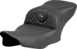 SADDLEMEN Roadsofa* Seat - Dragon Scale Stitch - Dark Gray Stitch - w/o Backrest - FLTR/FLHX '23-'24 823-07-20802