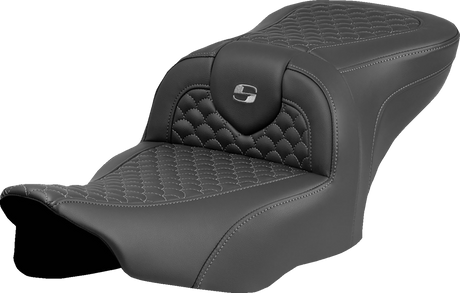 SADDLEMEN Roadsofa* Seat - Dragon Scale Stitch - Dark Gray Stitch - w/o Backrest - FLTR/FLHX '23-'24 823-07-20802