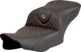 SADDLEMEN Roadsofa* Seat - Dragon Scale Stitch - Orange Stitch - w/o Backrest - FLTR/FLHX '23-'24 823-07-20803