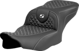 SADDLEMEN Roadsofa* Seat - Dragon Scale Stitch - White Stitch - w/o Backrest - FLTR/FLHX '23-'24 823-07-20806