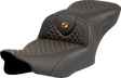SADDLEMEN Roadsofa* Seat - Dragon Scale Stitch - Gold Stitch - w/o Backrest - FLTR/FLHX '23-'24 823-07-20807