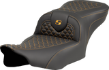 SADDLEMEN Roadsofa* Seat - Dragon Scale Stitch - Gold Stitch - w/o Backrest - FLTR/FLHX '23-'24 823-07-20807