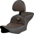 SADDLEMEN Roadsofa* Seat - Dragon Scale Stitch - Orange Stitch - w/ Backrest - FLTR/FLHX '23-'24 823-07-208B3