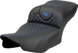 SADDLEMEN Roadsofa* Extended Reach Seat - Dragon Scale Stitch - Blue Stitch-w/o Backrest - FLTR/FLHX '23-'24 823-07-20901