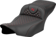 SADDLEMEN Roadsofa* Extended Reach Seat - Dragon Scale Stitch - Red Stitch - w/o Backrest - FLTR/FLHX '23-'24 823-07-20904