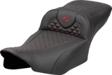 SADDLEMEN Roadsofa* Extended Reach Seat - Dragon Scale Stitch - Red Stitch - w/o Backrest - FLTR/FLHX '23-'24 823-07-20904