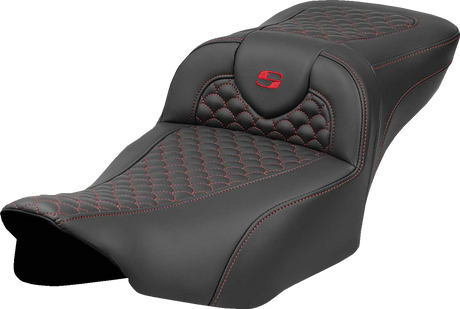 SADDLEMEN Roadsofa* Extended Reach Seat - Dragon Scale Stitch - Red Stitch - w/o Backrest - FLTR/FLHX '23-'24 823-07-20904