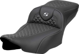 SADDLEMEN Roadsofa* Extended Reach Seat - Dragon Scale Stitch - Silver Stitch - w/o Backrest - FLT/FLH '23-'24 823-07-20905