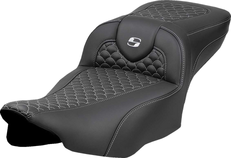 SADDLEMEN Roadsofa* Extended Reach Seat - Dragon Scale Stitch - Silver Stitch - w/o Backrest - FLT/FLH '23-'24 823-07-20905