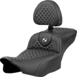 SADDLEMEN Roadsofa* Extended Reach Seat - Dragon Scale Stitch - White Stitch - w/ Backrest - FLTR/FLHX '23-'24 823-07-209B6