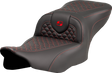 SADDLEMEN Roadsofa* Seat - Dragon Scale Stitch - Red Stitch - w/o Backrest - FLTR/FLHX '23-'24 823-07-20804