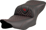 SADDLEMEN Roadsofa* Seat - Dragon Scale Stitch - Red Stitch - w/o Backrest - FLTR/FLHX '23-'24 823-07-20804