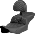 SADDLEMEN Roadsofa* Seat - Dragon Scale Stitch - Gray Stitch - w/ Backrest - FLTR/FLHX '23-'24 823-07-208B2