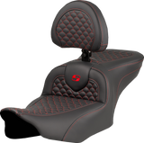 SADDLEMEN Roadsofa* Seat - Dragon Scale Stitch - Red Stitch - w/ Backrest - FLTR/FLHX '23-'24 823-07-208B4