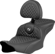 SADDLEMEN Roadsofa* Seat - Dragon Scale Stitch - Silver Stitch - w/ Backrest - FLTR/FLHX '23-'24 823-07-208B5
