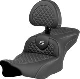 SADDLEMEN Roadsofa* Seat - Dragon Scale Stitch - Silver Stitch - w/ Backrest - FLTR/FLHX '23-'24 823-07-208B5