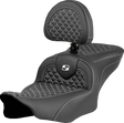 SADDLEMEN Roadsofa* Seat - Dragon Scale Stitch - White Stitch - w/ Backrest - FLTR/FLHX '23-'24 823-07-208B6