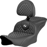 SADDLEMEN Roadsofa* Seat - Dragon Scale Stitch - White Stitch - w/ Backrest - FLTR/FLHX '23-'24 823-07-208B6