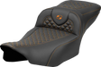 SADDLEMEN Roadsofa* Extended Reach Seat - Dragon Scale Stitch - Orange Stitch - w/o Backrest - FLT/FLH '23-'24 823-07-20903