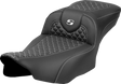 SADDLEMEN Roadsofa* Extended Reach Seat - Dragon Scale Stitch - White Stitch - w/o Backrest - FLT/FLH '23-'24 823-07-20906
