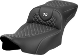 SADDLEMEN Roadsofa* Extended Reach Seat - Dragon Scale Stitch - White Stitch - w/o Backrest - FLT/FLH '23-'24 823-07-20906