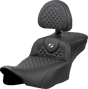 SADDLEMEN Roadsofa* Extended Reach Seat - Dragon Scale Stitch - Silver Stitch - w/ Backrest - FLT/FLH '23-'24 823-07-209B5