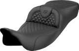 SADDLEMEN Roadsofa* Extended Reach Seat - Dragon Scale Stitch - Black Stitch - w/o Backrest - FLH/FLT '08-'24 808-07B-20900