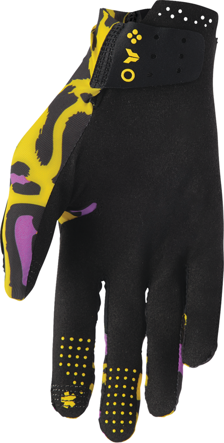 THOR Sportmode Cheetah Gloves - Yellow/Purple - Small 3330-8574